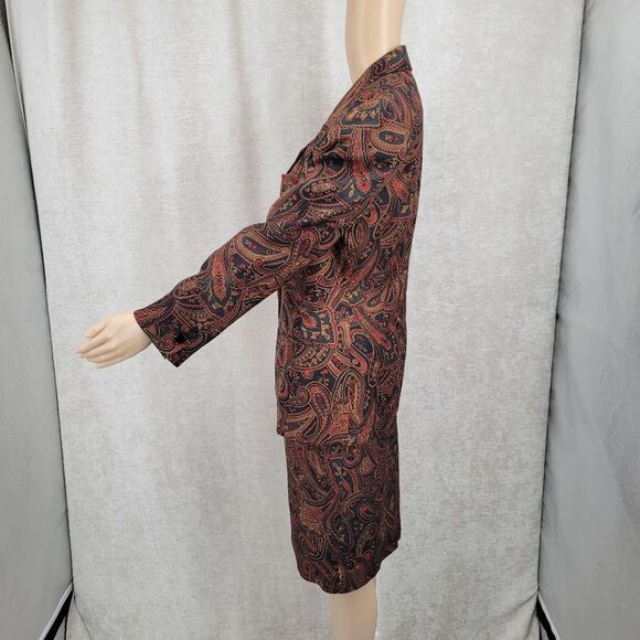 JH Collectibles Silk Paisley Blazer and Skirt Vintage 90s Suit Matching Set - Picture 7 of 15